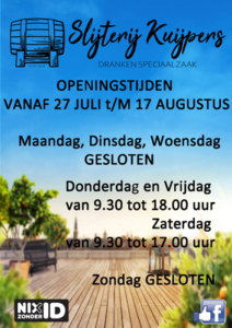 openingstijden vakantie 2026 SOCIALS